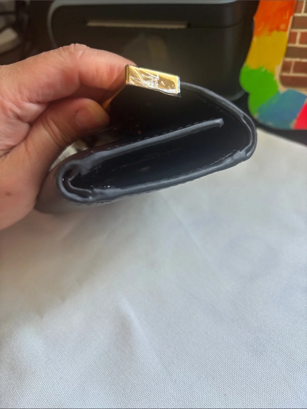 Karl Lagerfeld Black Leather Mini Wallet with Gold Logo Plaque